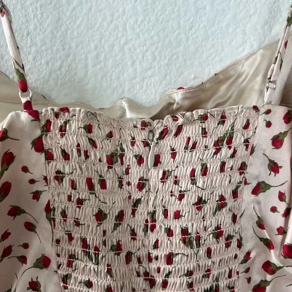 Reformation Kosta Silk Mini Dress with Roses Print, New Without Tags - Picture 7 of 7